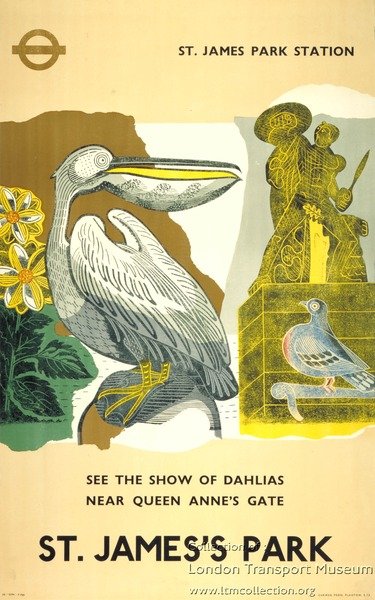 St James&#039; Park; pelican by Edward Bawden (image 

courtesy of the London Transport Museum)