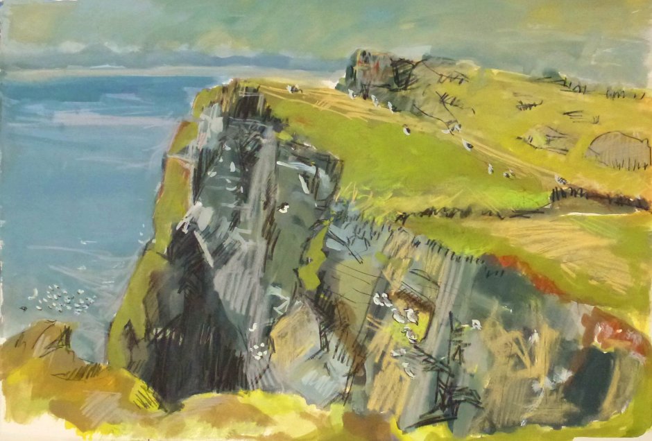 Bishop&#039;s Cove, Isle of May, gouache painting